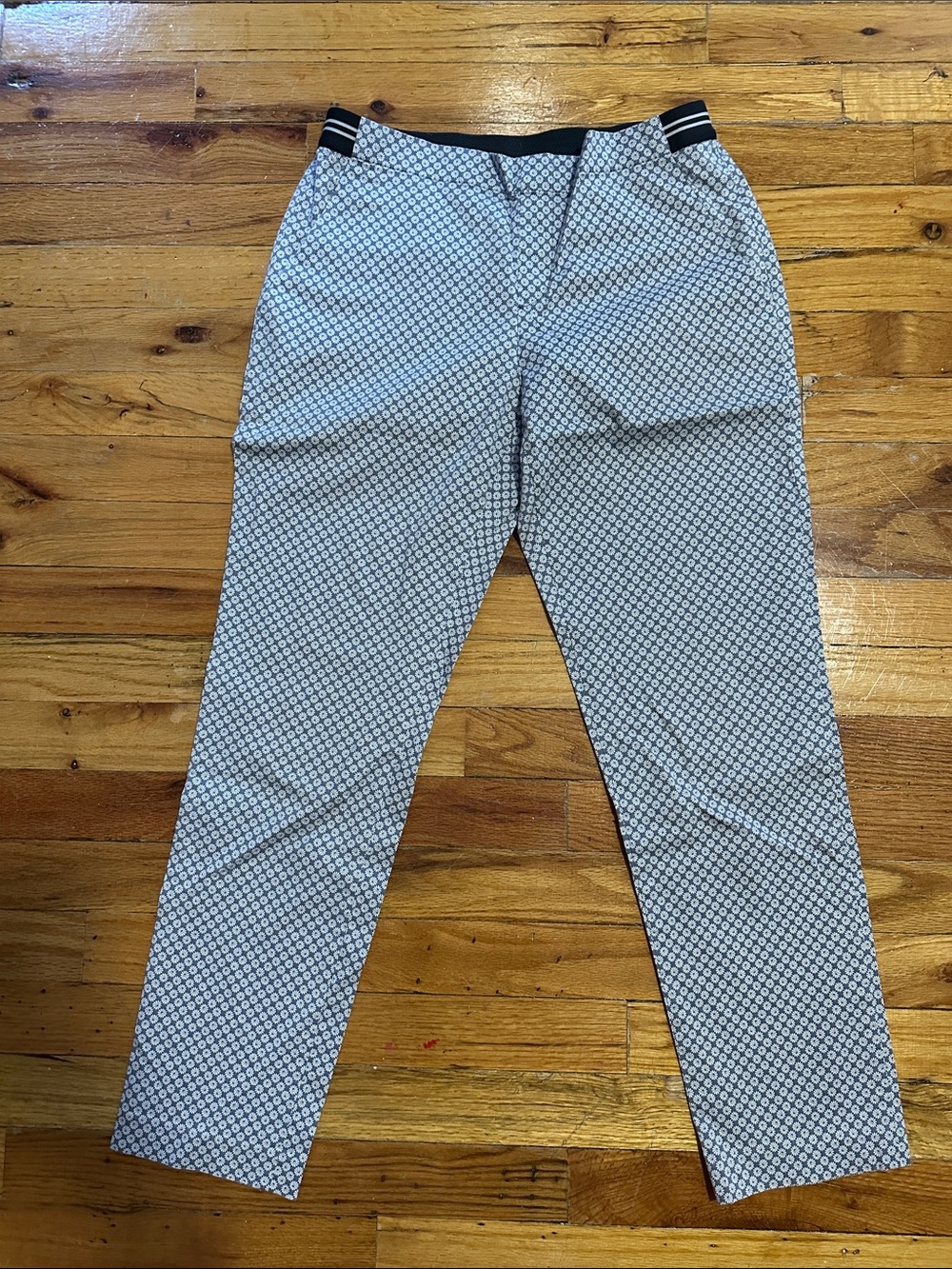Patterned Slim Dress Pants - Blue/White